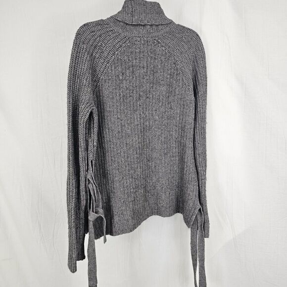 Ugg Ceanne Sweater Size S Gray Wool Blend Turtleneck Oversized Knit Side Tie - Picture 6 of 6